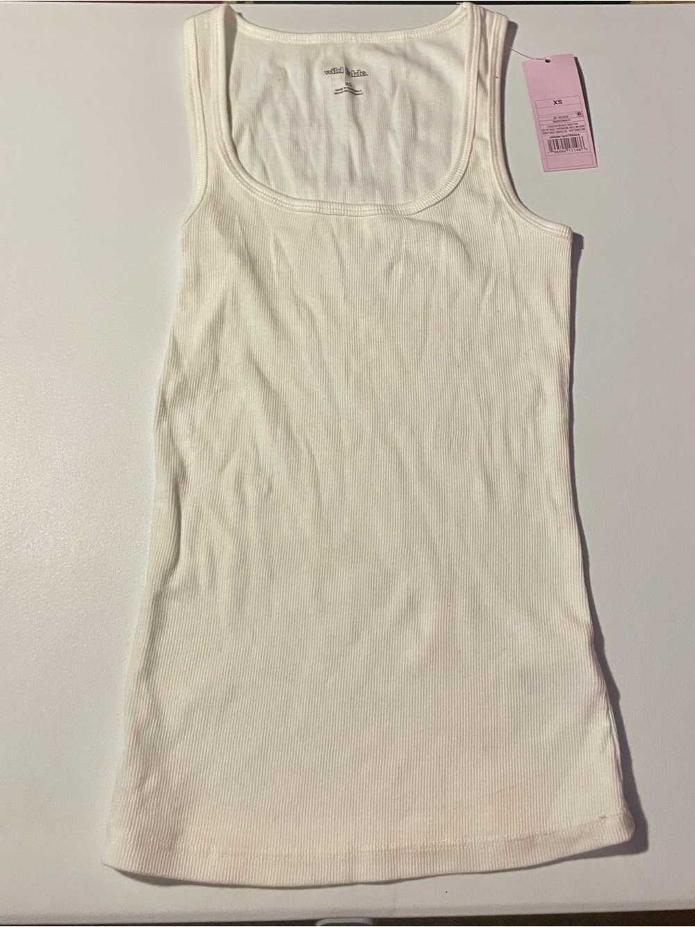 NWT Wild Fable White Ribbed Tank Top Basic Layering Casual Tee Size XS